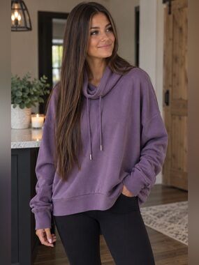 ACX Purple Cowl Neck Hoodie Sweatshirt [Large]